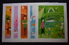 SHAG Disneyland 5 Original Lands Print Set 50th Anniversary Tiki Room Disney