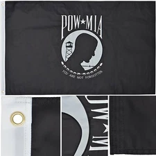 POW MIA Flag 3' x 5' Ft 210D Nylon Premium Outdoor Embroidered Double Sided Flag
