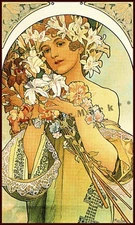 Flowers 1897 Art Nouveau Mucha Vintage Poster Print Retro Style Art Wall Decor