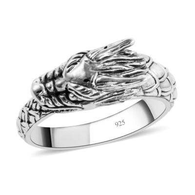 ATEMBERAUBEND!!  BALI LEGACY Ring Sterlingsilber DRACHE Größe 9 (9 Gramm)