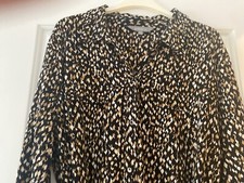 PRINCIPLES BLACK TAN & CREAM COLLARED PATTERNED SHIRT DRESS - SIZE 20