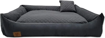 ODOLPLUESCH XXL Hundebett Hundekissen Hundesofa Katzenbett Hundekorb gesteppt DUNKELGRAU