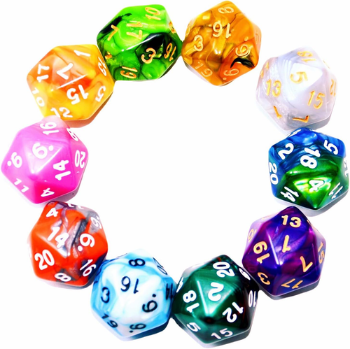 Lot de 10 dés 20 faces D20 dés polyédriques pour jeu de table MDN RPG ...