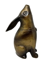 Gump's "Moon Gazing Rabbit" Bronze Cast Metal Figurine Statue Japanese 8.75”