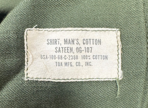 Vintage Military Utility Fatigue Shirt Coat OG 507 107 Olive Drab 15,5 x 35 - Bild 4 von 4