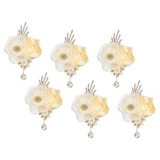 Rose Boutonnieres for Men, 6Pcs Mens Boutonnieres Lapel Flower, Apricot