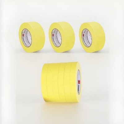 3M Yellow Automotive Masking Tape 6 Rolls of 06652, 3 Rolls of 6654 Bundle