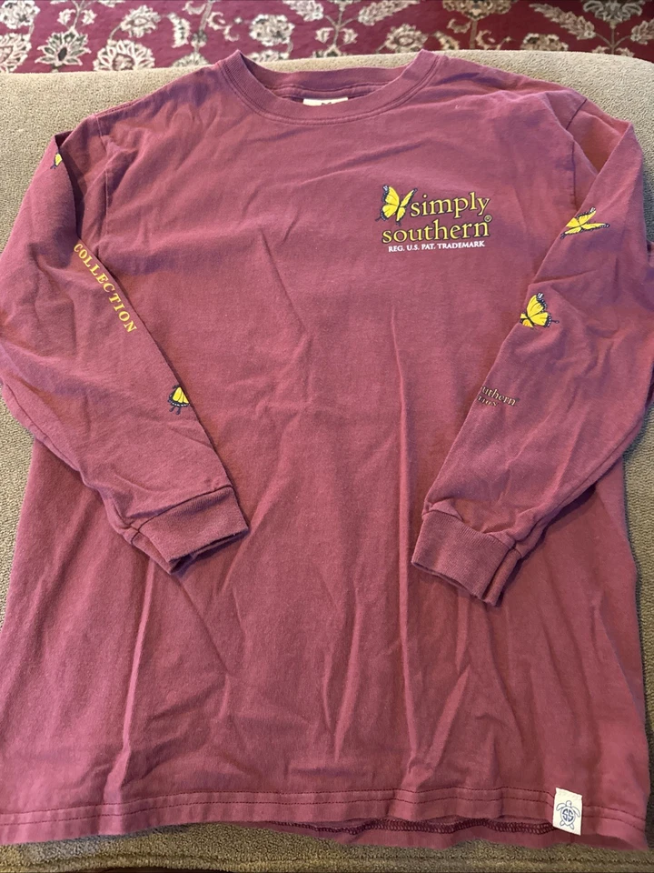 Camiseta Simply Southern Butterfly Burgundy L/S Youth Média (AH) - Imagem 2 de 4