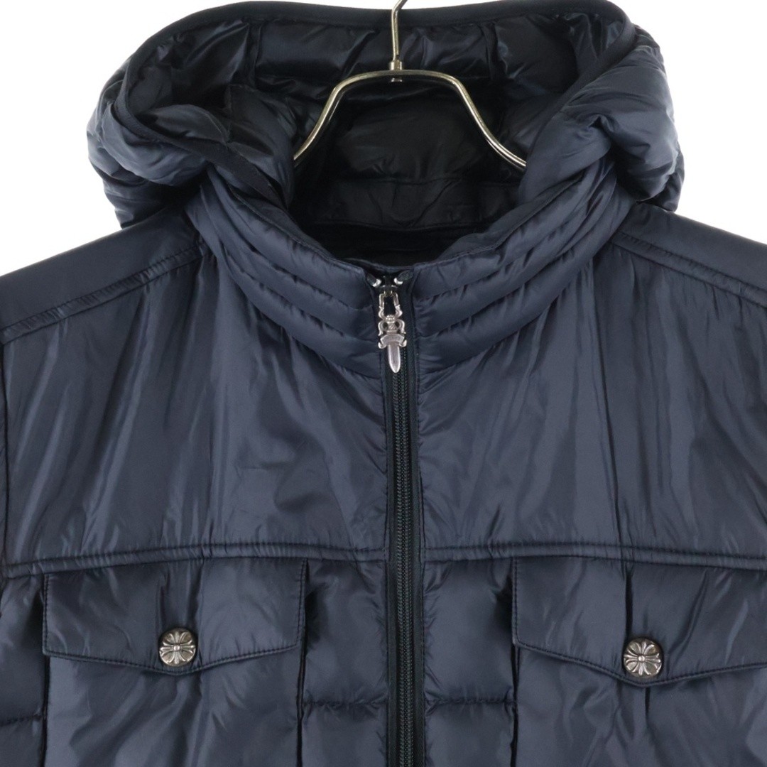 CHROME HEARTS 4 Pocket Dagger Zip Nylon Down Vest up Hooded Black Used 75bb22474 thumbnail 3