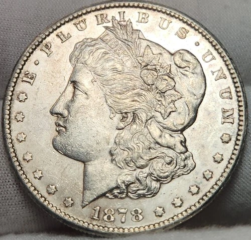 1878 S Morgan Silver Dollar, 90% Silver Coin, AU Almost, First Year, Morg-78