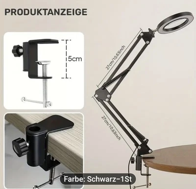 Arbeitsplatzlampe Büro Led Schreibtischlampe ohne Lupe USB-betrieben Klemme - Bild 1 von 4