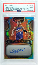 /25 Chris Paul Auto PSA 9 2022-23 Select TOP SHELF Tie-Dye Prizm Autograph SP