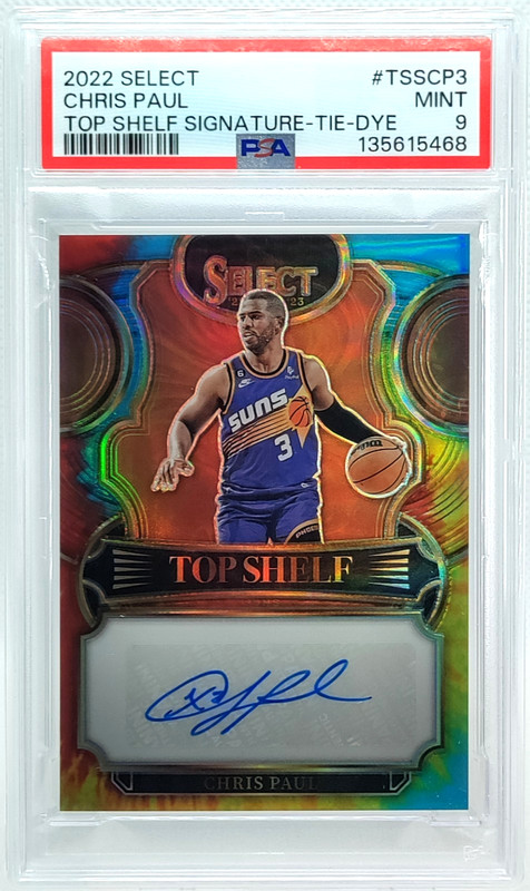 /25 Chris Paul Auto PSA 9 2022-23 Select TOP SHELF Tie-Dye Prizm Autograph SP