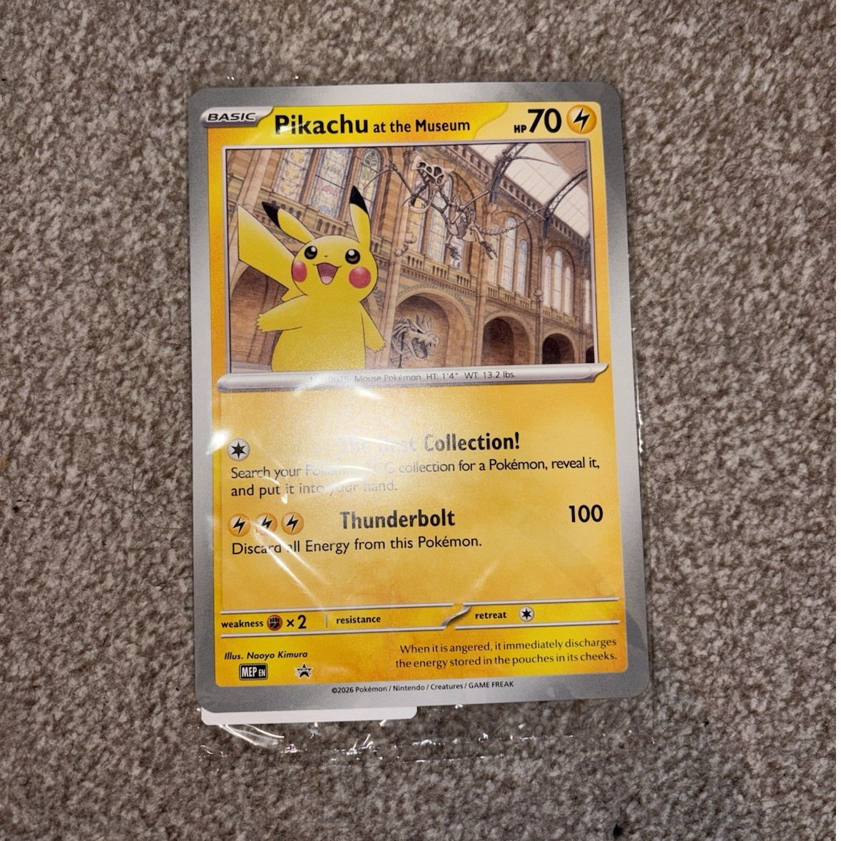 Pokémon Pikachu at the Museum Promo Oversized Card 70 HP 100 Attack TCG