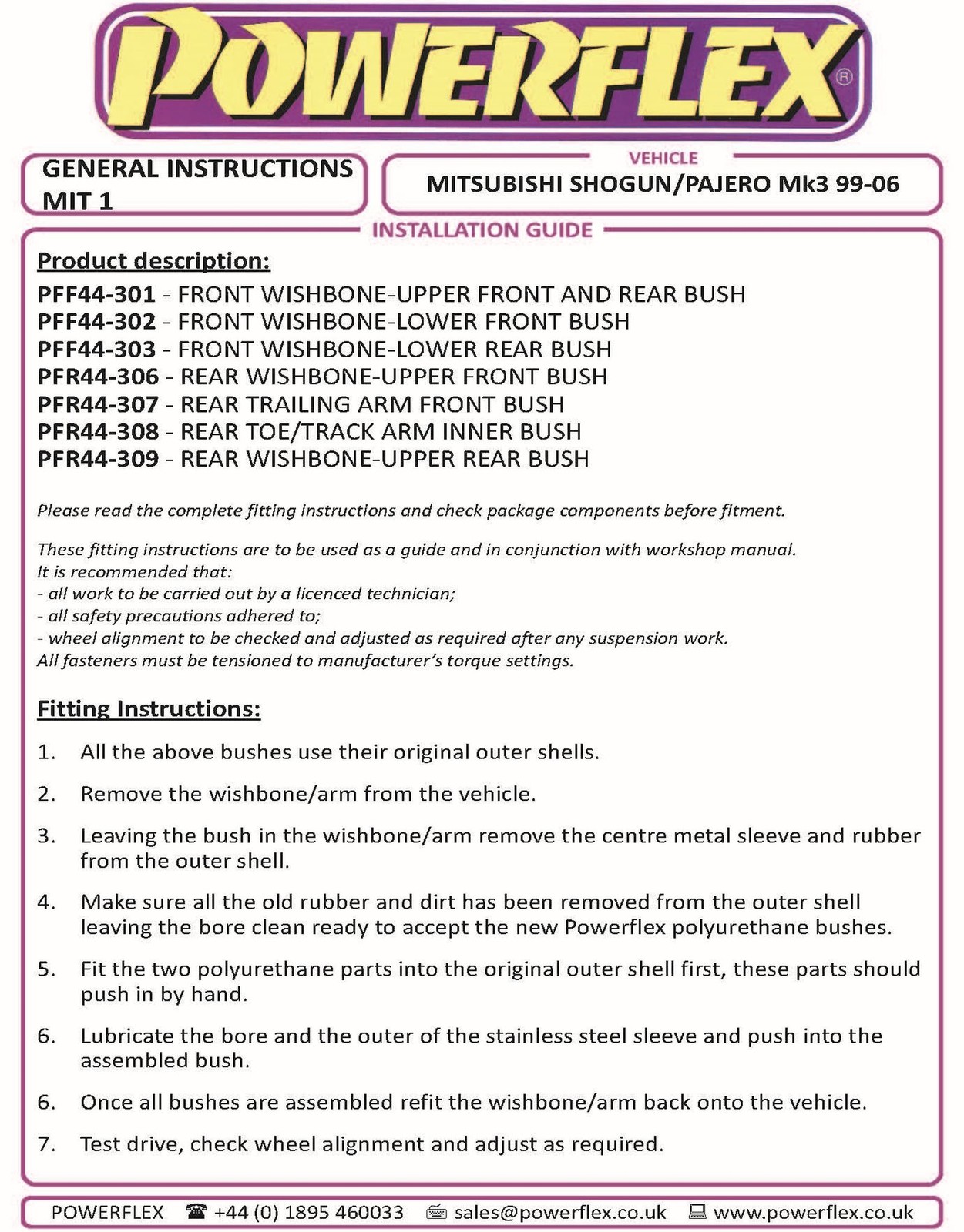 PFF44-302 Powerflex Road Front Lower Wishbone Front Bushes