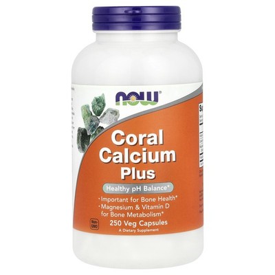 Now Foods Coral Calcium Plus 250 Veg Capsules GMP Quality Assured
