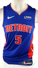 2023-24 Detroit Pistons Shake Milton #5 Game Issued Blue Jersey 48 DP73815