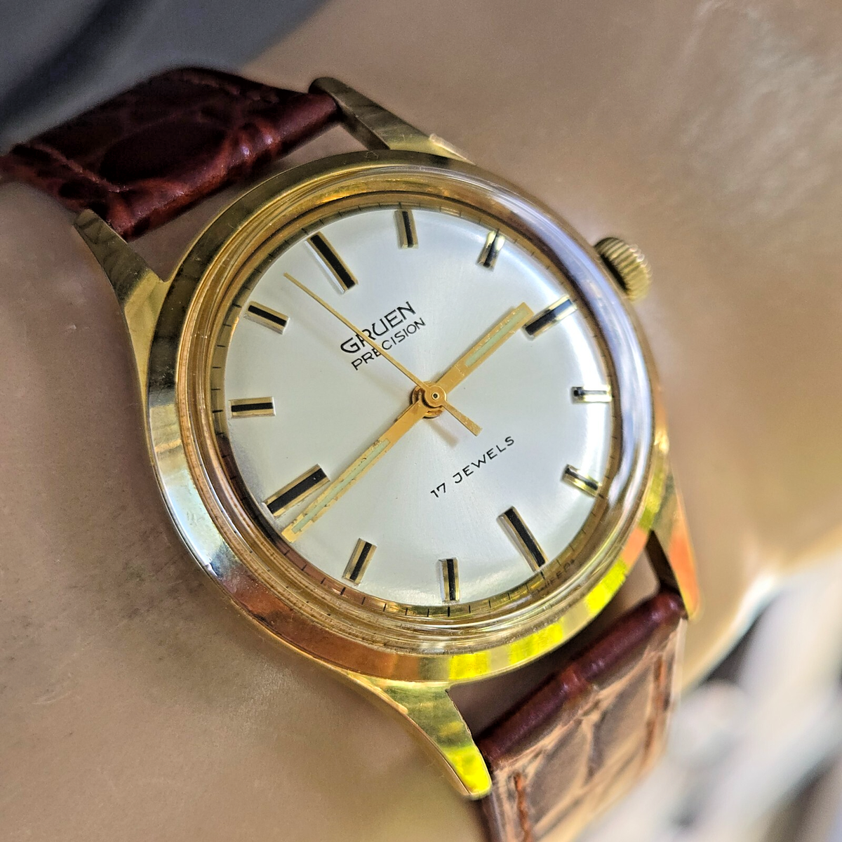 Vintage GRUEN 510 Rss men's manual wind watch N510SS 17Jewels