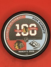 3/9/26 Chicago Blackhawks/ Utah Mammoth NHL Official Match Up Puck.