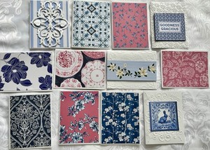Set Of 12 Handcrafted TOILE Notecards Set