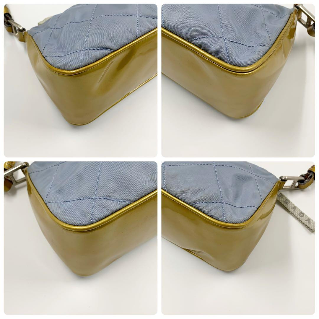 Prada Triangle Logo Nylon Patent Leather Shoulder Bag Light Blue Authentic Japan thumbnail 6
