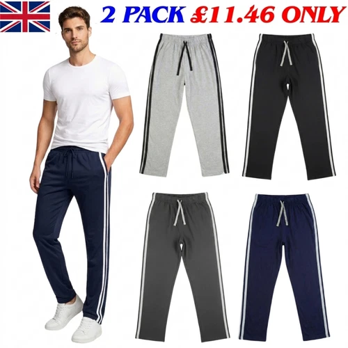 2 PACK MENS LOUNGE PANTS PYJAMAS STRIPED JOG BOTTOMS PJS NIGHTWEAR TROUSER S-3XL