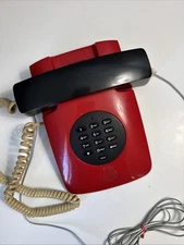 Vintage Telequest Grand Prix Telmax Duluxe Desk Red Telephone
