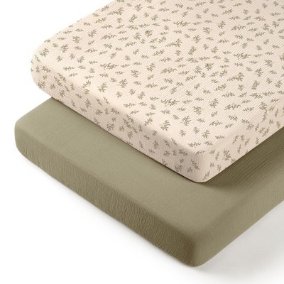lulumoon Pack N Play Sheets Muslin: Cotton Fitted Sheets for Pack and Play Ma...