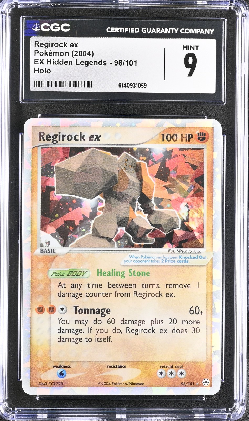 CGC 9 MINT Regirock EX 98/101 EX Hidden Legends Holo Pokemon Card