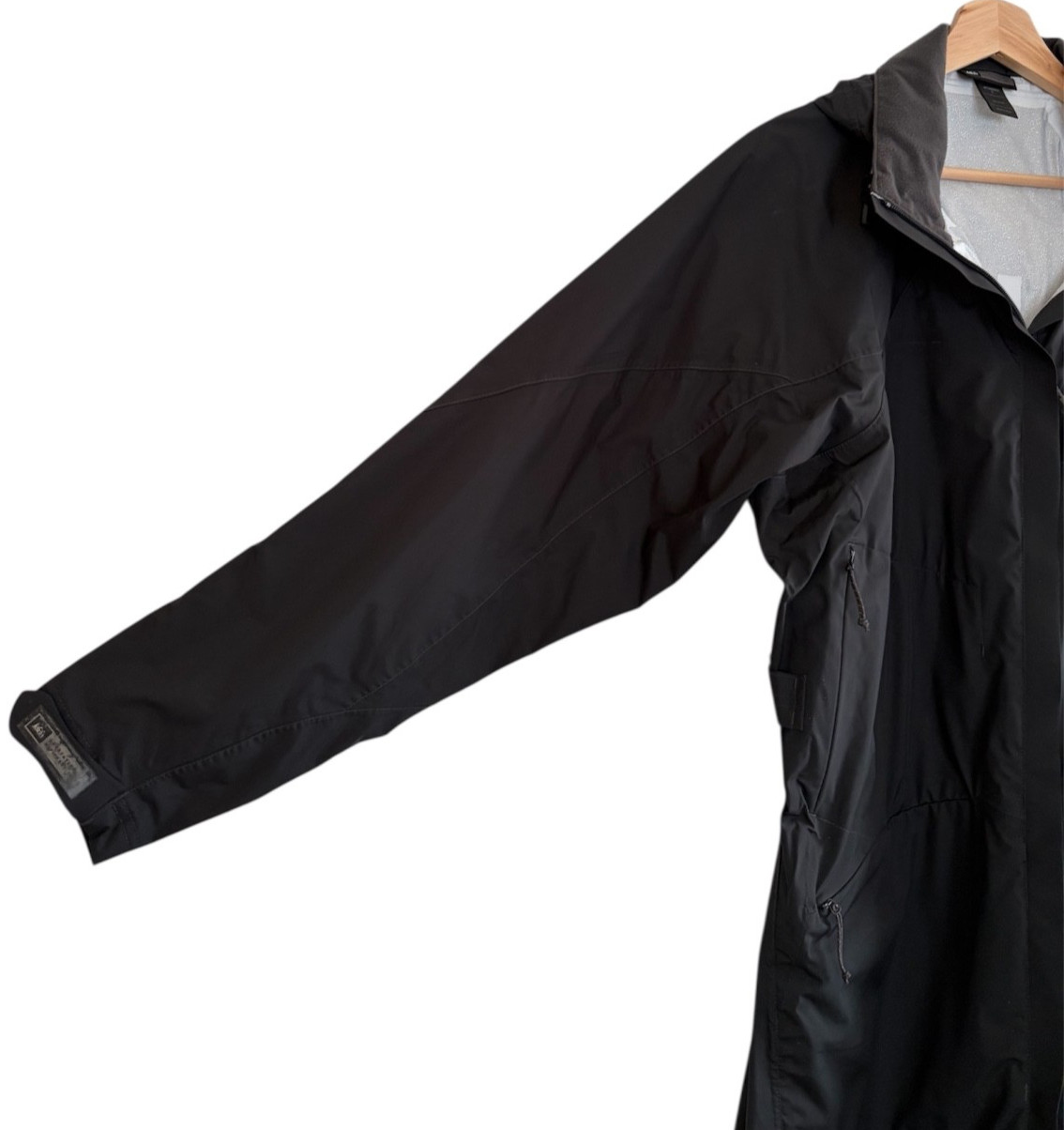 REI E1 Elements Nylon RainCoat Jacket Trench L Bl… - image 8