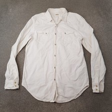 Diesel Mens Shirt XL White Denim Pearl Snap Cowboy Western Rodeo Jean Wash