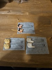 Lot of 6 Vintage Baby Diaper Pins Large Safety Mickey Mouse, Ducks, Bears - L4