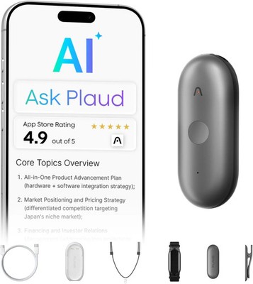 Plaud NotePin S AI Voice Recorder, Wearable AI Notetaker, AI Transcribe & Summar