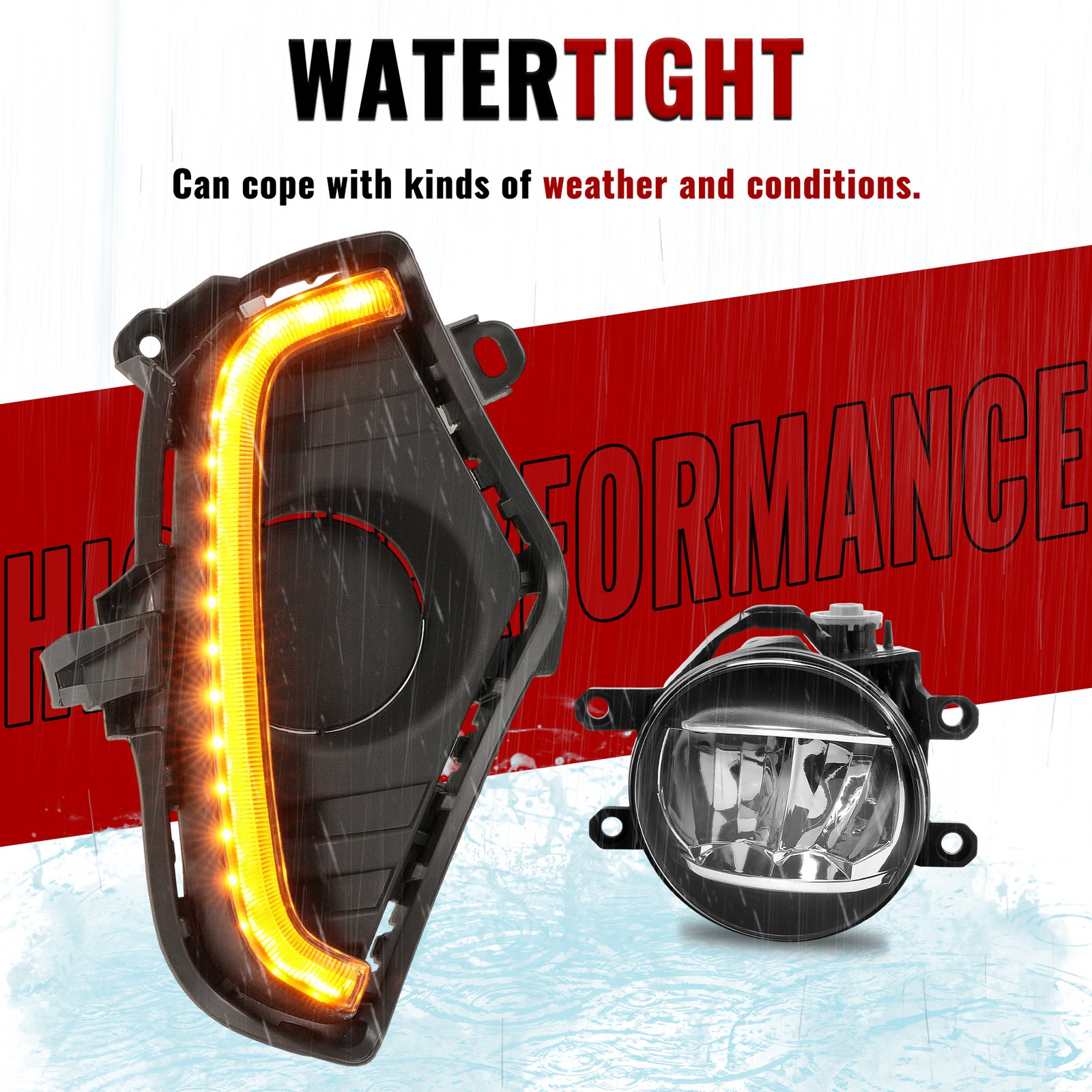 For Toyota RAV4 2019-2025 LED  Front Bumper Fog Light & DRL Kits Driving Lamps