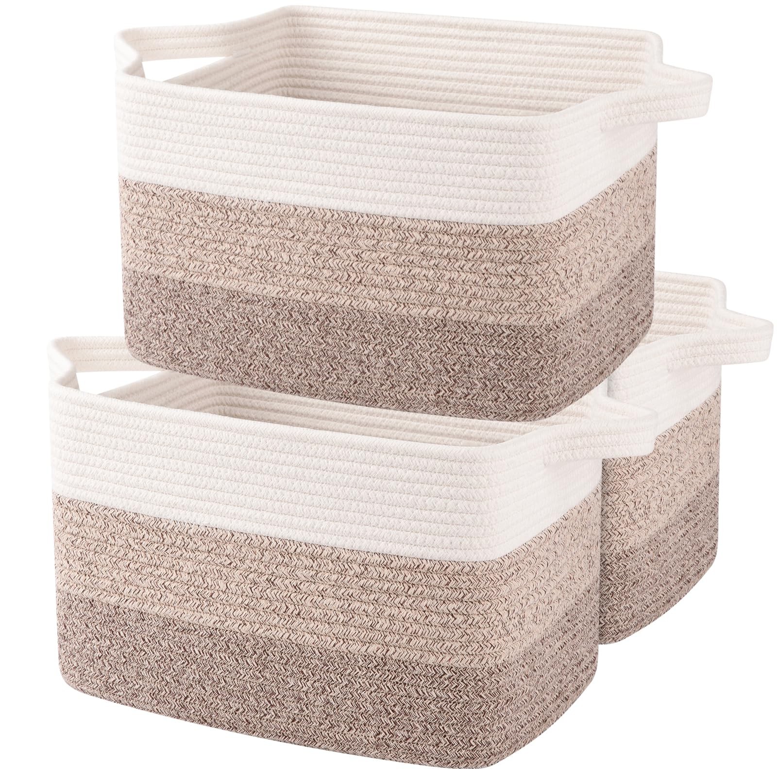 OIAHOMY Storage Basket, Woven Baskets for Storage, Cotton Rope Basket for