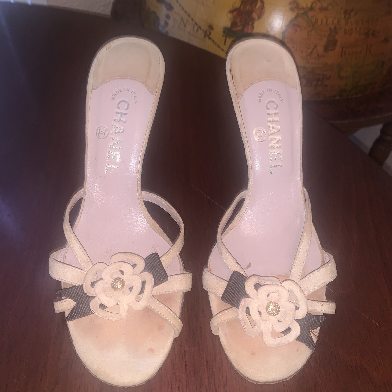 Vintage Chanel Kitten Shoes Flower Pumps slides sandals. US 8 - EU 39 - UK 6