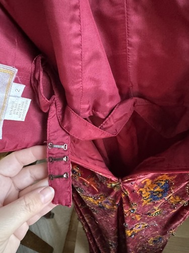 Maxi abito vintage anni 90 Victoria Royal rosso velluto perline paillettes boho Y2K Holiday - Foto 6 di 11