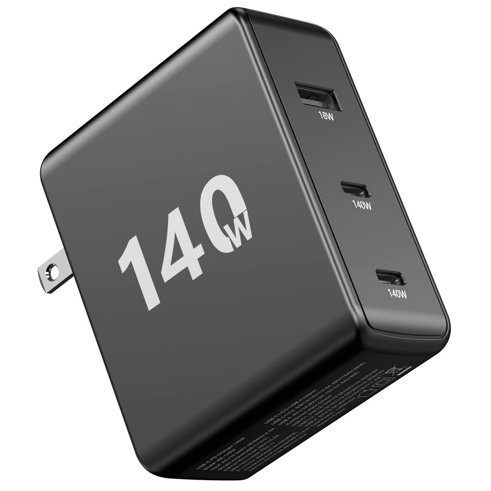 140W USB C Charger PD 3.1 3-Port GaN Charger Wall Charger 140W USB-C Power Ad...