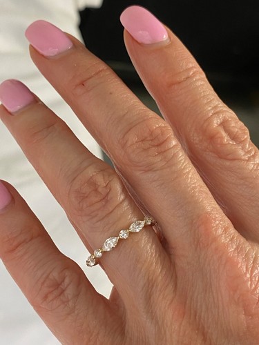 0,70 Ct bague de mariage en diamant alternatif laboratoire de culture ronde et marquise 14 carats - Photo 19 sur 22