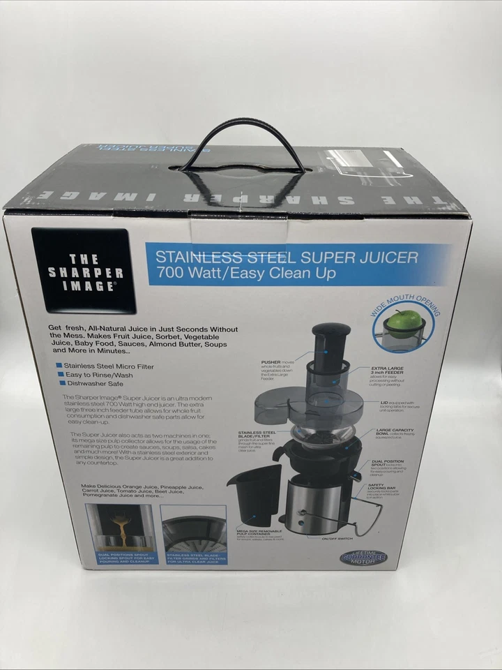 Nuevo en caja The Sharper Image Super Juicer 700 vatios acero inoxidable 8021 SIBLJ Foto 3 de 4