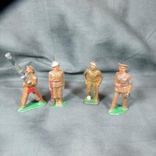 4 Barclay Manoil Soldiers, Anti-Aircraft, Medical Officer, Crutches, Attention
