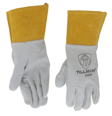 Tillman 25BM Pearl Deerskin Split Leather TIG Protective Welding Gloves 4'' Cuff