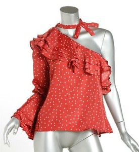 one shoulder polka dot top