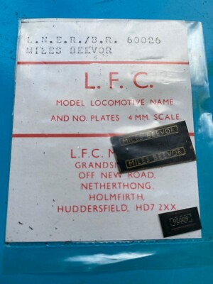 NEU LFC STEAM LOCO NAMENSCHILDER für BR LNER GRESLEY KLASSE A4 60026 MEILEN BEEVOR