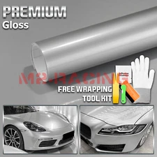 Gloss Glossy Silver Car Vinyl Wrap Sticker Decal Film Air Release Bubble Free