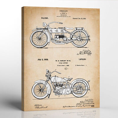 Vintage Harley Davidson Patent Canvas Frame - Harley Davidson