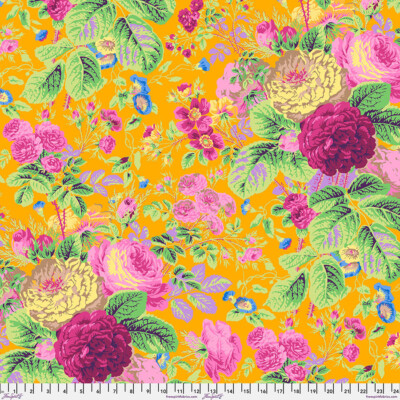 NEW! KAFFE FASSETT PHILIP JACOBS GRADI FLORAL PJ53 IN GOLD COTTON FABRIC HALF YD