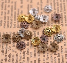 100Pcs Tibetan Silver Spacer Beads Flowers Bead Caps Findings 8mm M3113