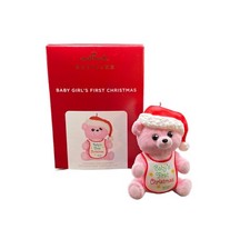 Hallmark Keepsake Ornament 2021 Baby Girl's First Christmas Pink Teddy Bear