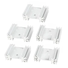 TO220 Power IC Aluminum Heat Sink Heatsink Silver Tone 25x34x12mm 5 Pcs